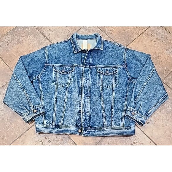 Rare Vtg Gap Denim Jacket Mens XL Zip Button Trucker Cotton Grunge Biker Retro - Picture 1 of 11
